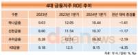 4대 금융, 홍콩ELS에 ROE 모두 하락