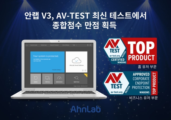 안랩 V3, 보안제품 성능 평가 ‘AV-TEST’ 종합점수 만점