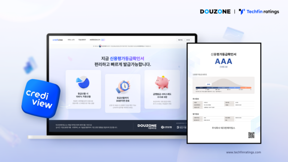 ▲테크핀레이팅스의 AI 기반 기업신용평가플랫폼 ‘크레디뷰’ / 자료=테크핀레이팅스 더존 테크핀레이팅스 “크레디뷰’로 공공입찰 준비 하루면 끝”