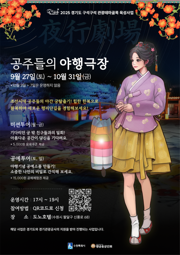 경기도-경기관광공사, 수원 화성 행리단길서 ‘공주들의 야행극장’ 운영